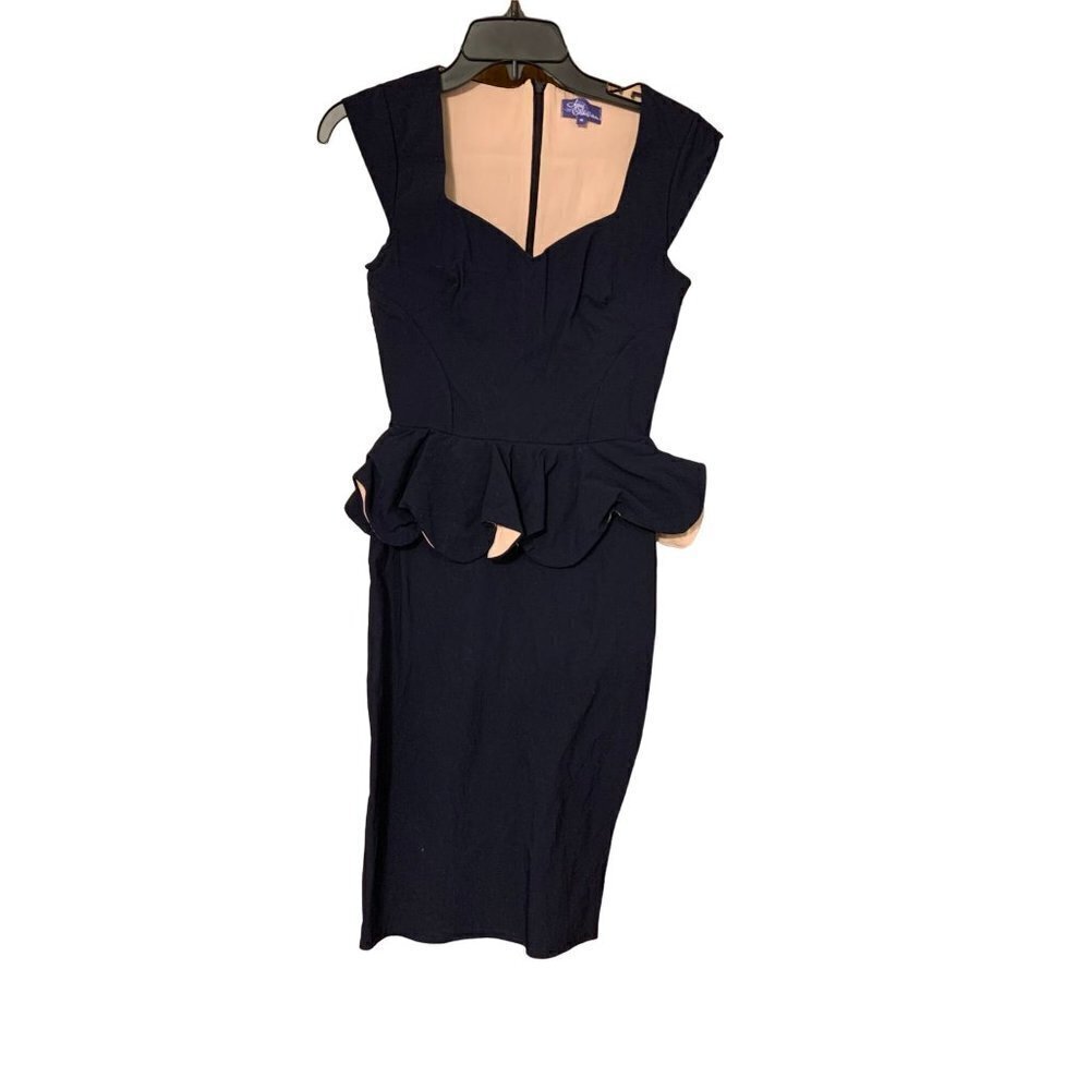 Structured Peplum Sheath Dress in Black